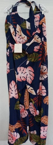 Beautiful Womans Floral Jumpsuit Slits Halter Tie Top Belt Loops Size 3XL NWT - Picture 5 of 5