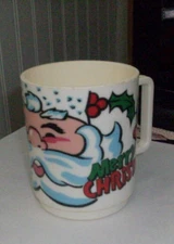 Vintage deka melamine Santa Ho Ho Ho Merry Christmas mug /cup #269  U.S.A.