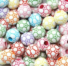 100 Round Soccer Ball 12mm Assorted Mix Opaque Acrylic Bubblegum Kid Craft Beads