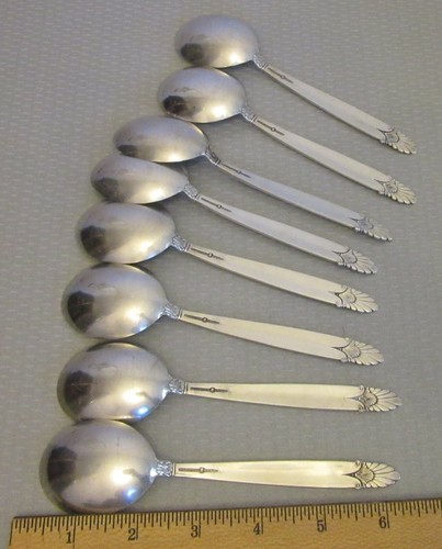 Vintage International Sterlingsilber Kaiserin Sahne Suppe Löffel Set 8 - Bild 4 von 5