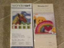 WONDERART SUNSHINE RAINBOW AND P0NY LATCH HOOK KITS 12 X 12 NIP FS