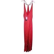 Pretty Little Thing Red Fringe Maxi Dress Bodycon Party Festive Fringe 22