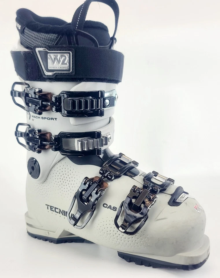 Used $500 Women's Tecnica Mach Sport MV 85 W Ski Boots Pearl White with Gripwalk - Image 2 of 4