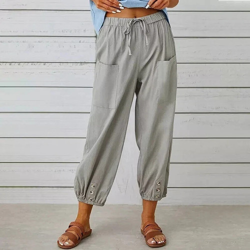 Casual Harem Size Summer Baggy Women Cotton Linen Pants Trousers UK - Picture 6 of 15