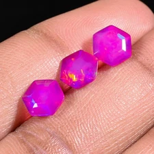Natural Pink Ethiopian Opal 3.60 CT Faceted Hexagon Loose Gemstone Size 8X5 MM