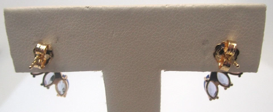 Pendientes de tanzanita real vintage de oro amarillo de 14k de 0,90 quilates Foto 4 de 4