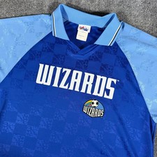 Vintage Kansas City Wizards MLS Soccer Jersey Majestic USA Made Mens L Blue 90s