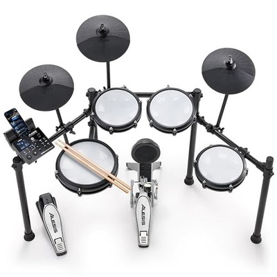 Alesis Nitro Max Kit elektronisches Schlagzeug mit leisem Mesh Pad faltbar 10...