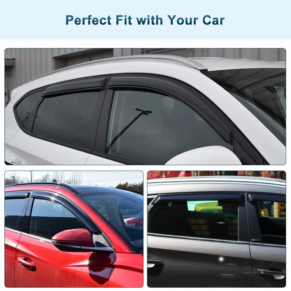 Protectores de lluvia Ventilación Visera Deflector de sombra para Hyundai Tucson 2022-2025 INROMPIBLE Foto 3 de 4