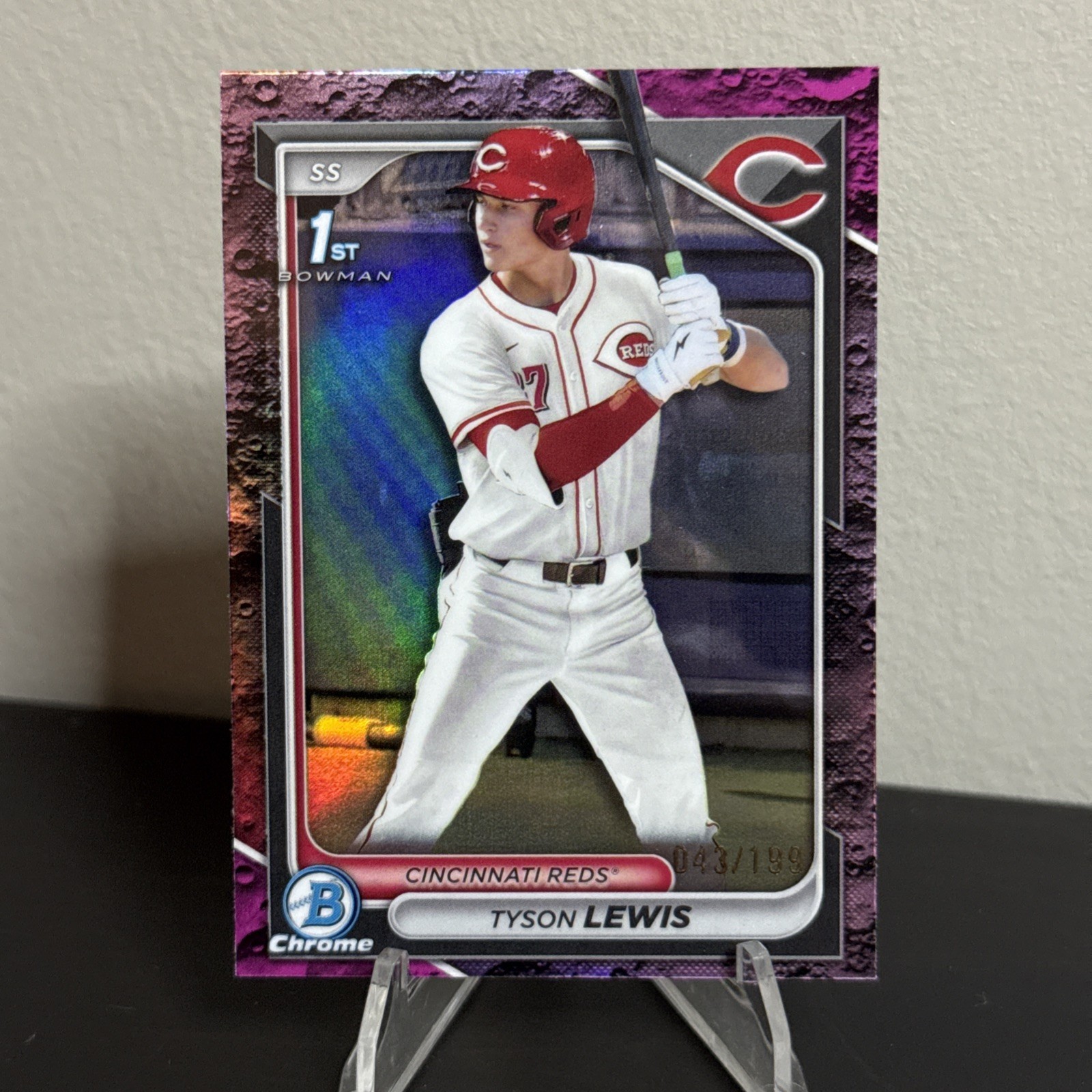 2024 Bowman Draft - Chrome Tyson Lewis #BDC-44 Fuchsia Lunar Refractor /199 (RC)