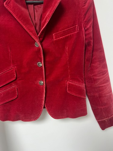 Vintage Ralph Lauren Velvet Blazer Red Jacket Rare Blue Label Luxury Womens sz 4 - Picture 10 of 24
