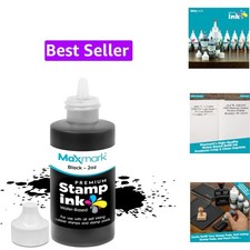 Refill Ink with Control Tip Bottle for Self-Inking Stamps, Black Color - 2 oz.