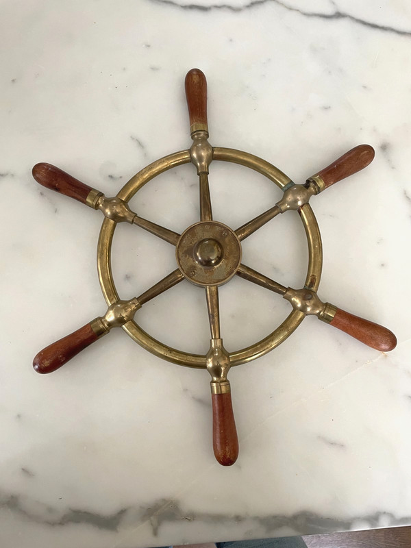 Vintage Brown Bros Rosebank Ironworks Brass Ship Wheel 18" RARE