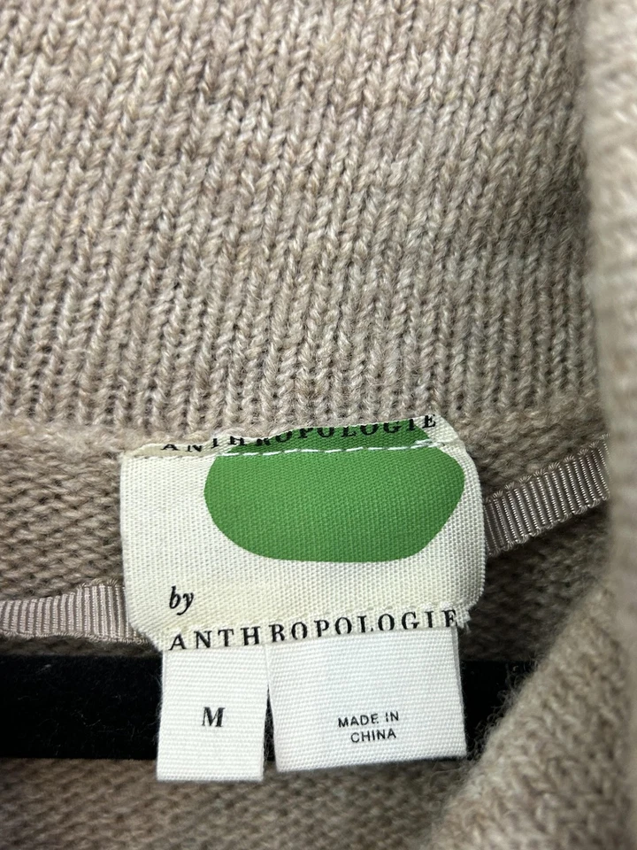 Vestido Suéter Anthropologie Mujer Mediano Beige Capucha Cuello Túnica Mezcla Lana Tejido Foto 4 de 4