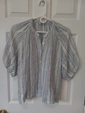 RAILS Shoshanna ANtibes Striped Linen Blend Women's Casual Career Peasant Top S