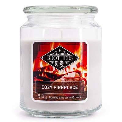 CANDLE BROTHERS Duftkerze Glas COZY FIREPLACE, Zimt Vanille Patchouli, 510 gr