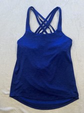 Prana Women's Tank Top Waterfall Cross Back Blue Strappy S