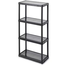 Black 4-Tier Plastic Resin Garage Storage Shelving Unit 24 In. W X 48 In. H X 1