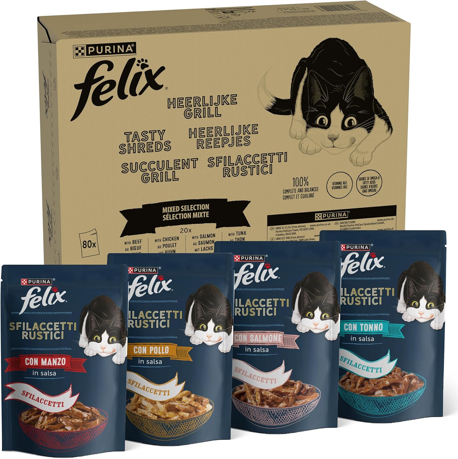 Purina Felix Sfilaccetti Rustici per Gatti: Gusto e Convenienza 80g