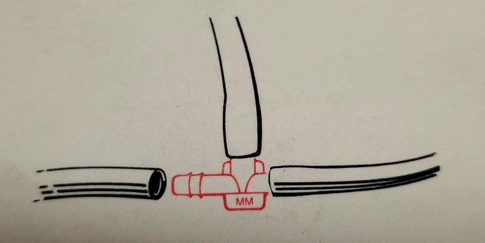 2x Oldsmobile 4mm 5/32" Vacuum T Splitter Connectors Windshield Washer Tee NOS - Image 3 of 4