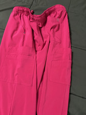 Easy Stretch Women  s L Pink Solid Knit Scrub Pants Poly/Spandex Medical