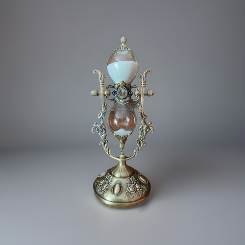 Vintage Ornate Brass Hourglass Sand Clock kitchen decor 15 Minute Egg Timer
