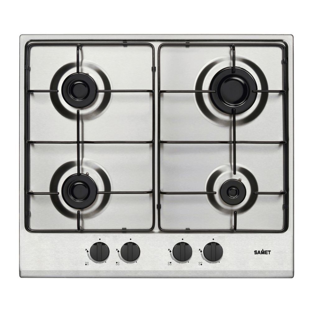 Piano cottura Samet Circe2 a gas 4 fuochi da incasso inox con manopole nere - Immagine 3