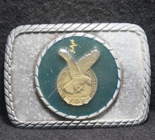 WI03135 VINTAGE 1970s F.O.E. FRATERNITY OF EAGLE MENS ORGANIZATION BELT BUCKLE