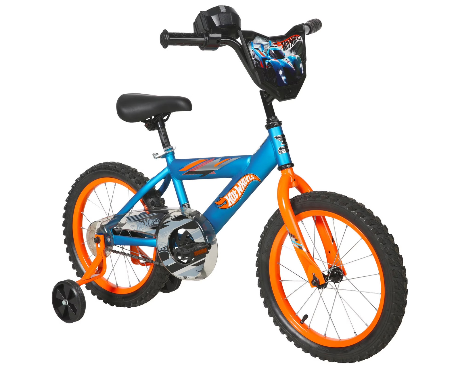 16" Hot Wheels Boys Kids BMX Bike Rev Grip Blue Training Whe