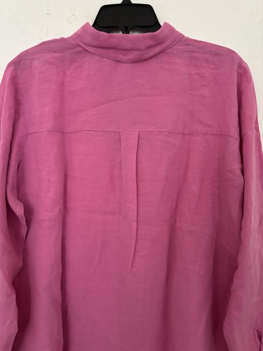Eileen Fisher Handkerchief Linen Classic Collar Shirt Tulip Pink L NWT $168 - Picture 8 of 12