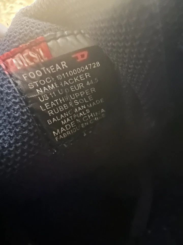 Tenis Diesel Hacker azul índigo cuero envejecido con cordones para hombre talla 12 Foto 4 de 4