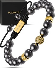 MagnetRX Magnetic Hematite Bracelet Max Strength Magnet Stones For Men and Women