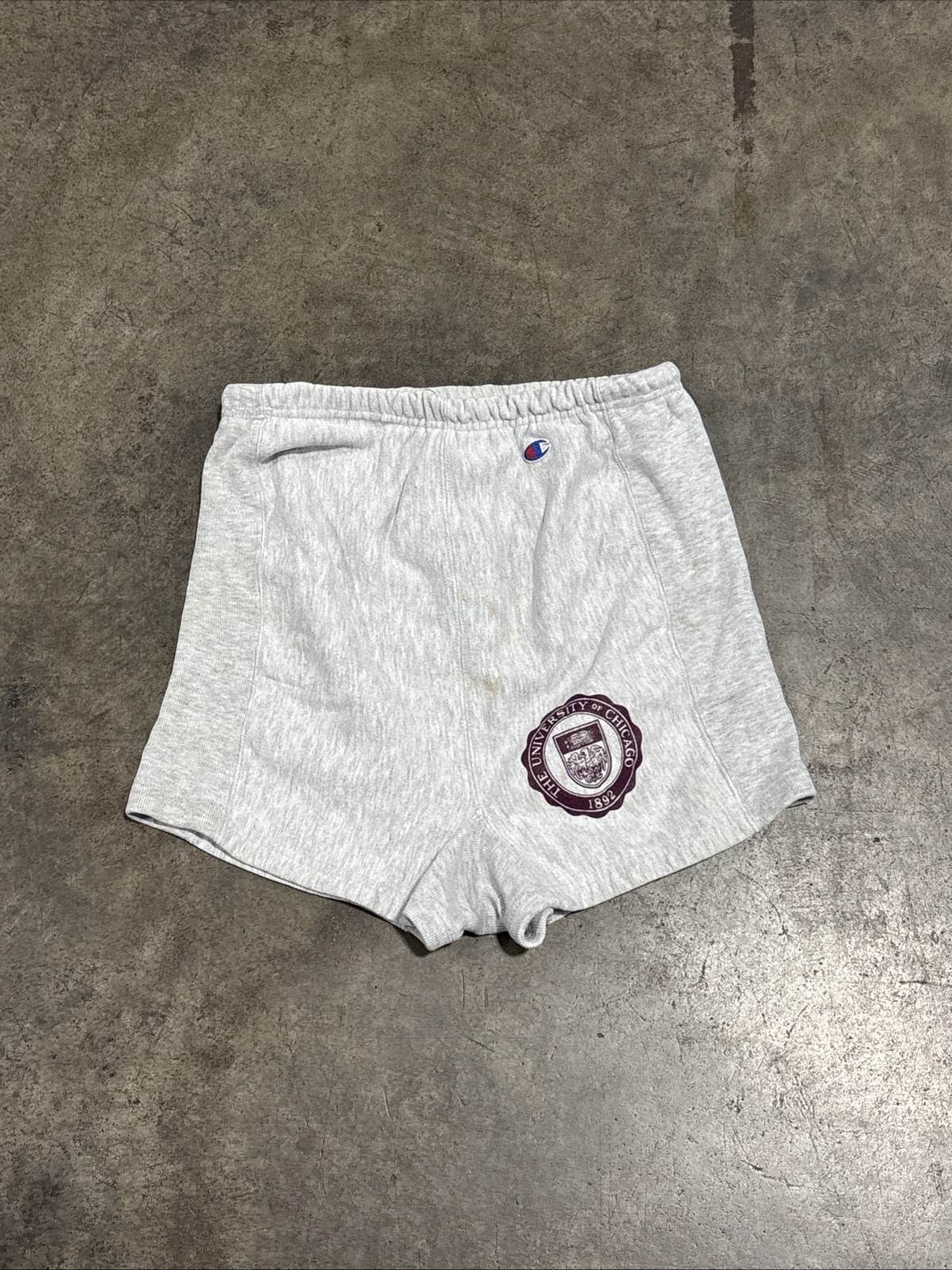 Vintage Champion Reverse University Chicago Weave Sweat Shorts Grey Mens L