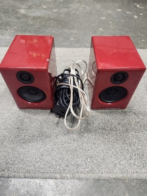 Audioengine A2+ Red Desktop Speakers A2 Plus Tested 100% Working Used
