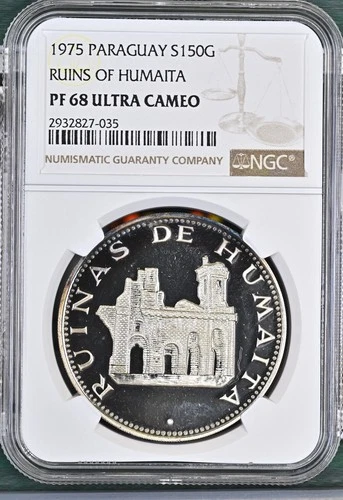 1975 Paraguay 150 Guaranies Ruins of Humaita Proof Silver Coin - NGC PF68 UC
