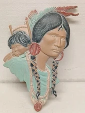 Native American Woman Plaque Sexton Metal Wall Decor Art