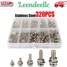 320PCS Stainless Steel Screw Nut Washer Assortment Kit M2-M5 DIY Set