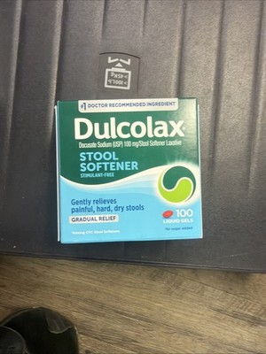 Dulcolax Stool Softener Laxative Liquid Gel Capsules 100 mg 100ct Exp 2028+
