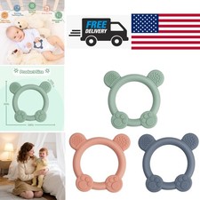Baby Teether Set of 3 Bear Shaped BPA Free Silicone for Infants 0 to 24