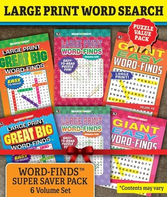 KAPPA Super Saver LARGE PRINT Word Search Puzzle Pack - (Pack of 6) - Paperback