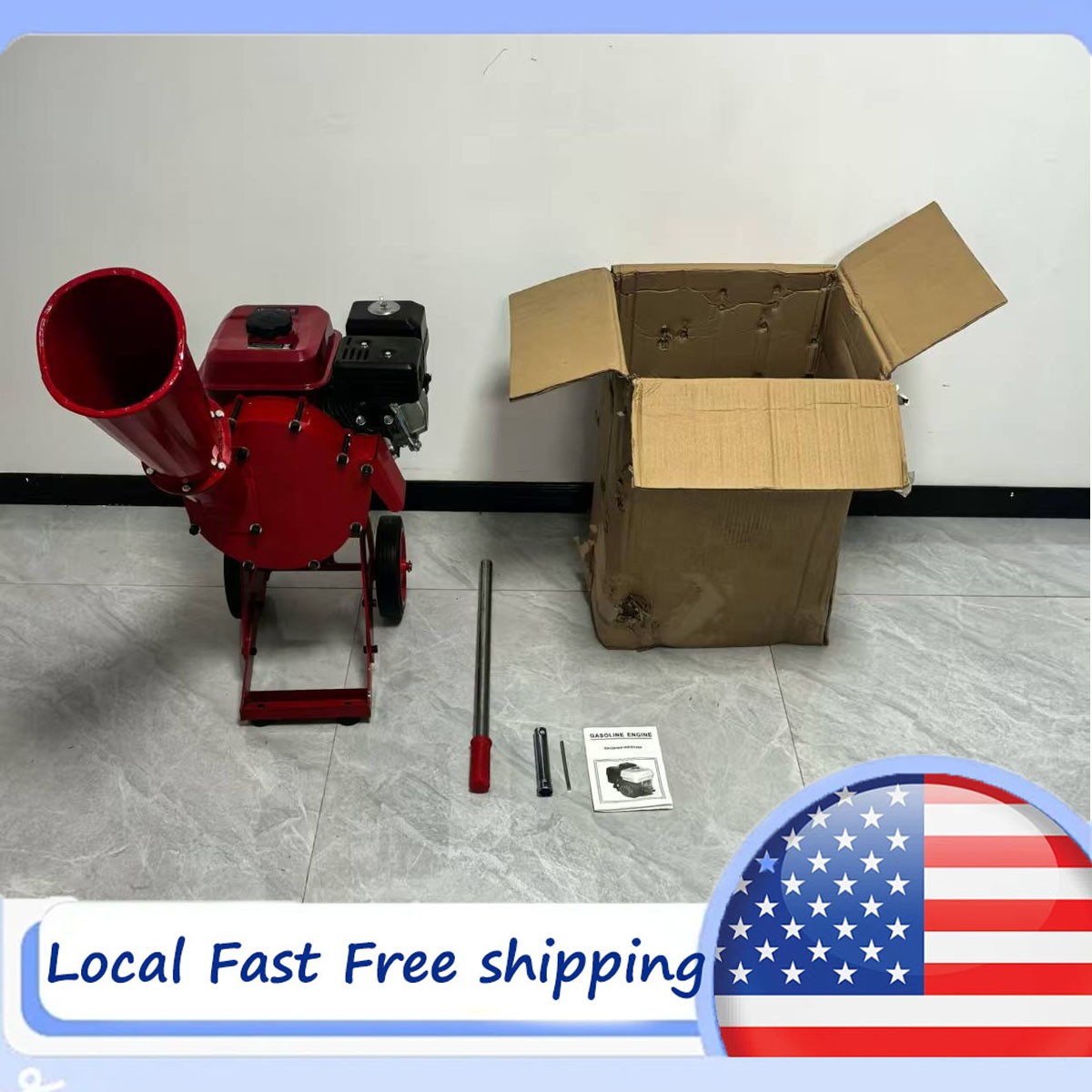 Wood Chipper Shredder Mulcher 7.5HP Heavy Duty Gas Powered 3&rdquo; 212cc 5.5 kW USA