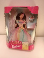 NRFB 1997 Mattel Birthday Barbie Doll 12" w/ Accessories 18292 Brunette