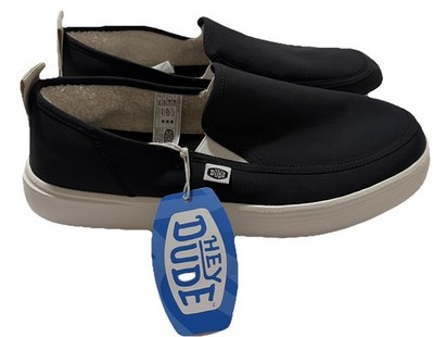 Hey Dude Mens US Sz M12 Sunapee M Sport Mesh Canvas Black Lightweight Slip-On