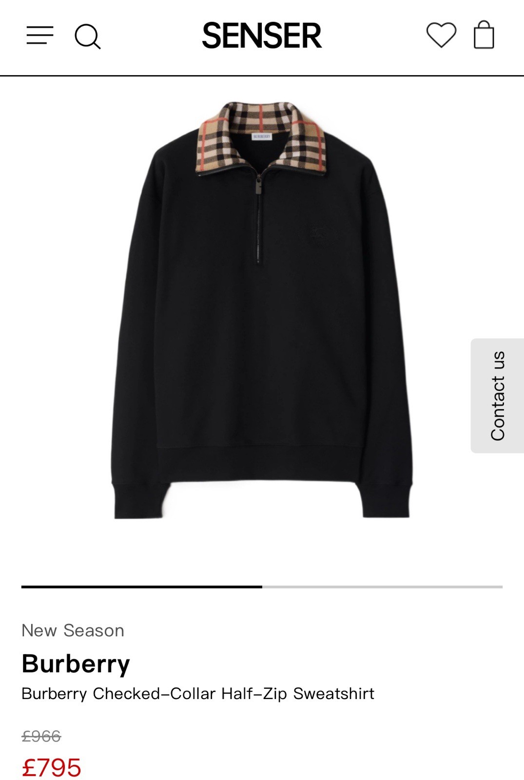 Burberry Mens Sweatshirt. Large. Checked Collar Half Zip Sweatshirt. RRP: £900