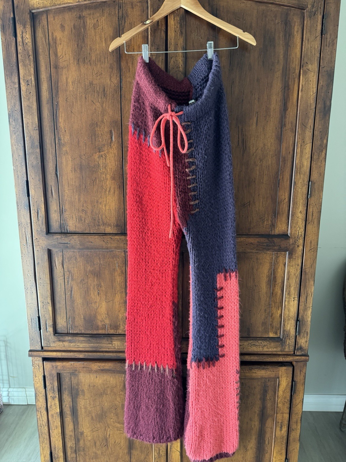 Saachi Colorblock Patchwork Cable Knit Pull On Re… - image 5