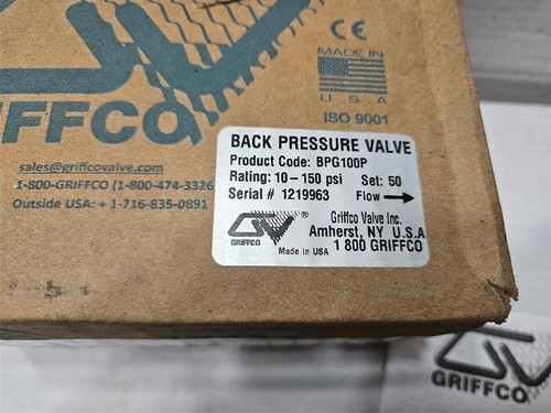 Griffco BPG100P PVC Back Pressure Valve 1" NPT, 10-150 PSI, Set 50 PSI - Picture 5 of 7