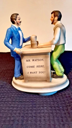 Music Box Alexander Graham Bell & Watson Plays The Impossible Dream Preowned