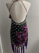 Stunning Cha Cha Ballroom Rhinestone Pearls Competition Dress S