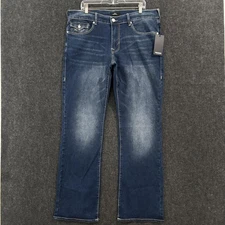 True Religion Bill Relaxed Jeans Men's 36x33.5 Dark Wash SN Flap Bootcut