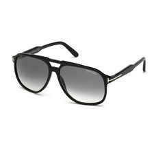 NWT Tom Ford Raoul FT0753 01B Shiny Black/Gray Gradient 62 mm Sunglasses NEW